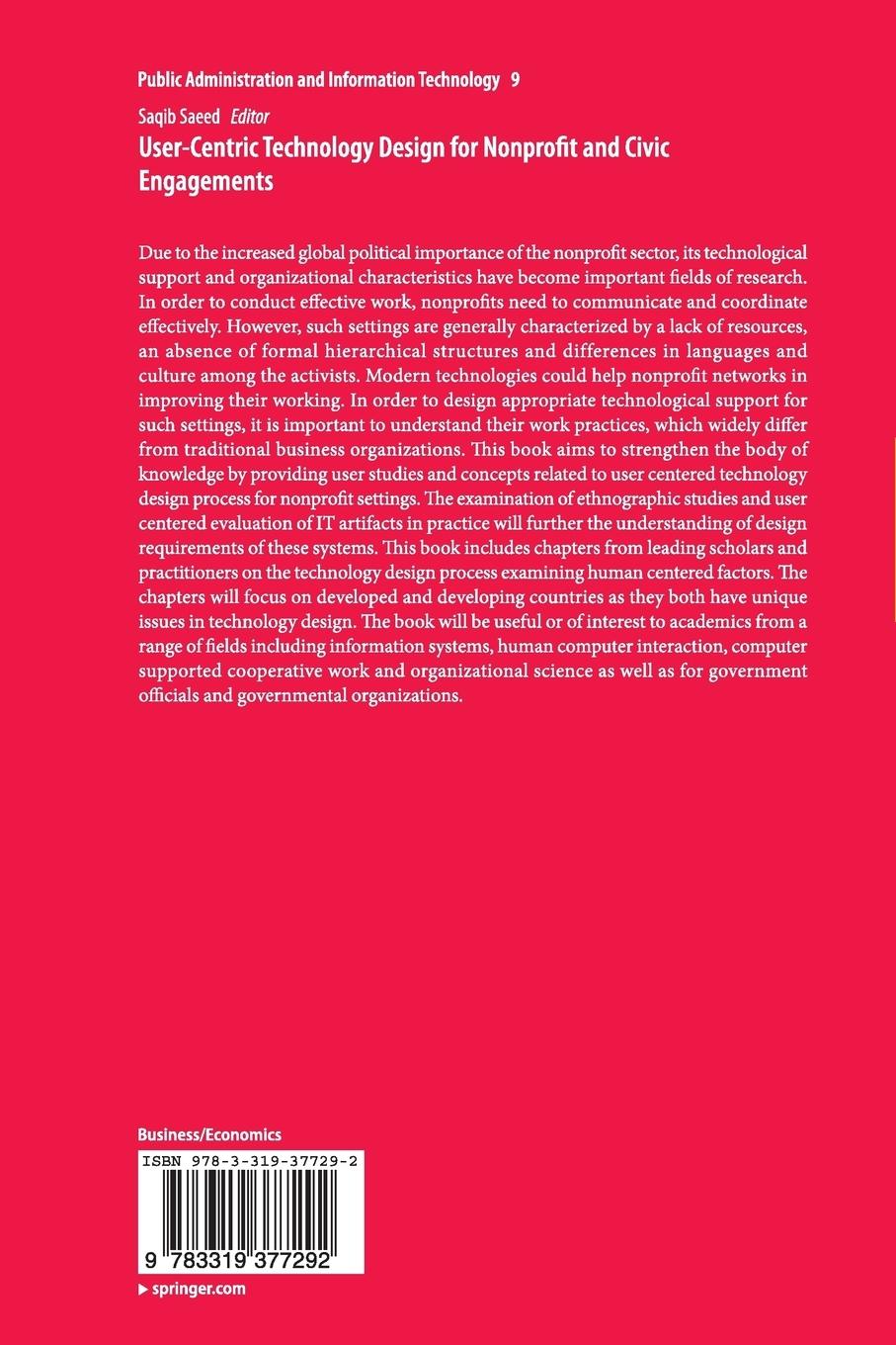 Rückseitencover User-Centric Technology Design for Nonprofit and Civic Engagements