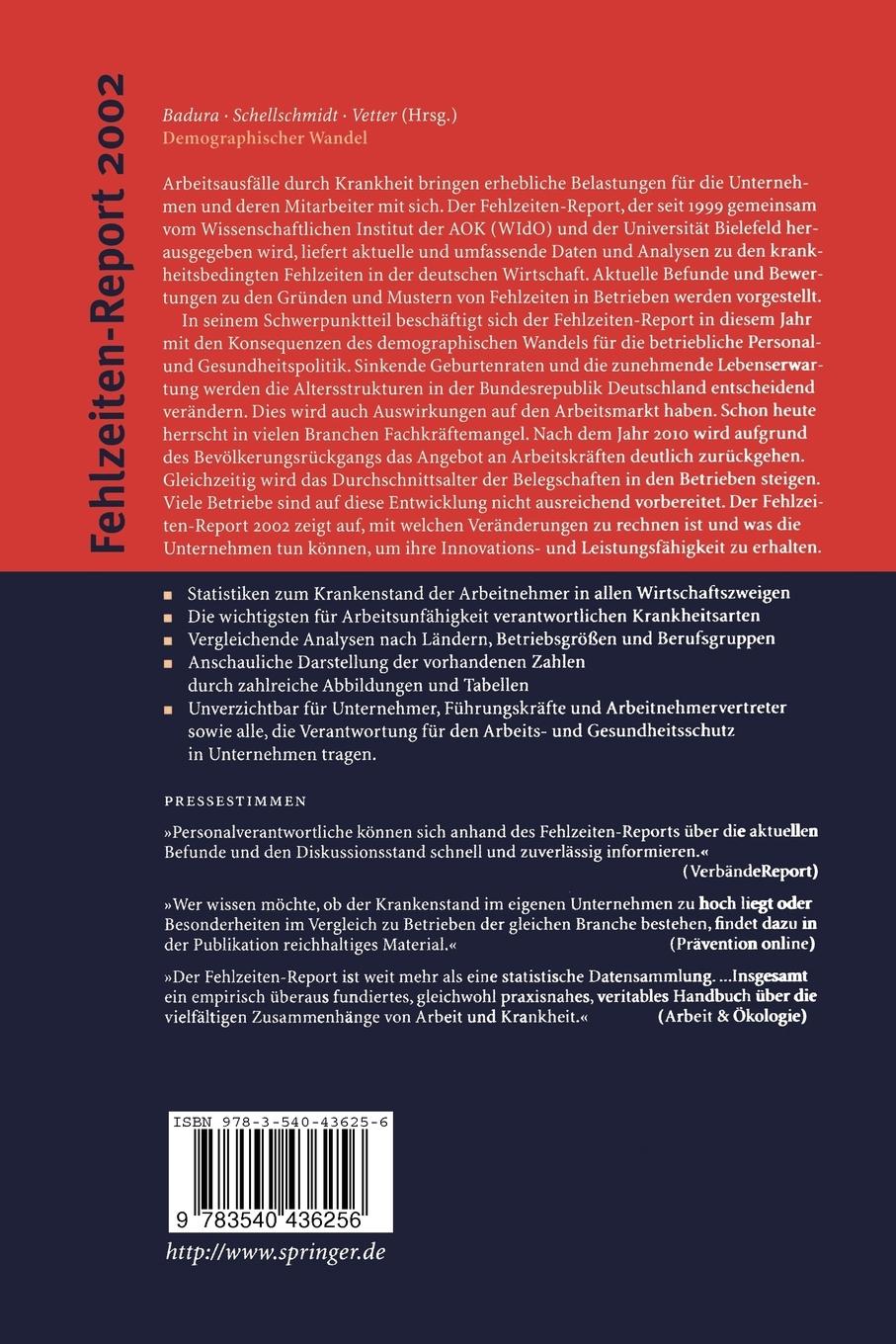 Rückseitencover Demographischer Wandel: Herausforderung für die betriebliche Personal- und Gesundheitspolitik