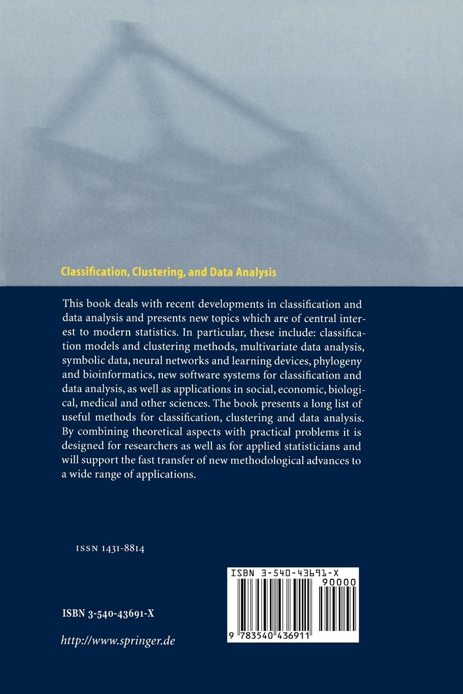 Rückseitencover Classification, Clustering, and Data Analysis