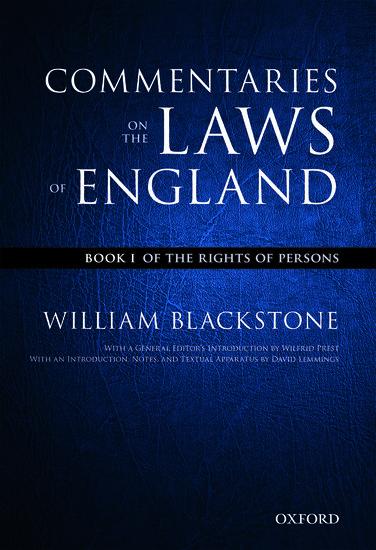 Vorderes Coverbild The Oxford Edition of Blackstone's: Commentaries on the Laws of England