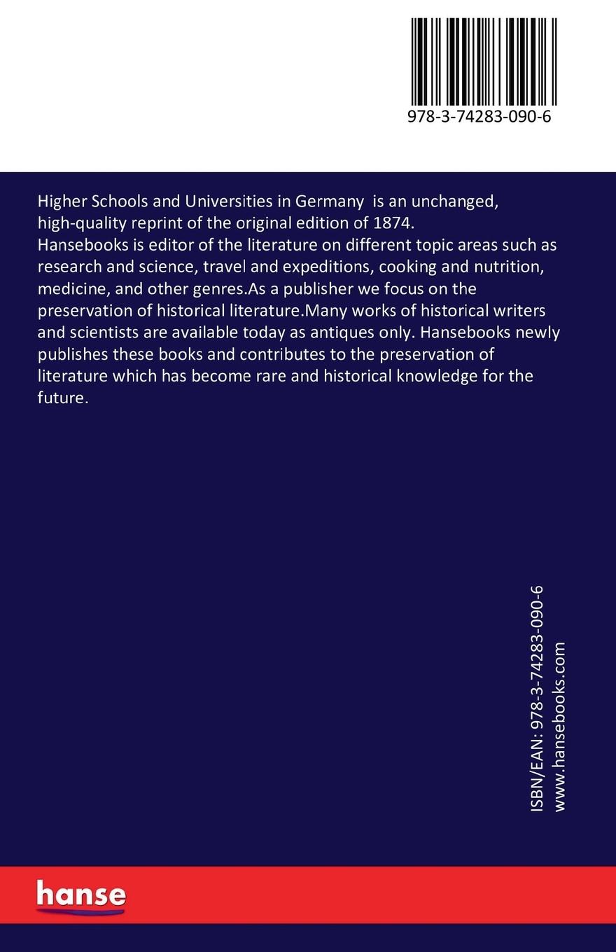 Rückseitencover Higher Schools and Universities in Germany