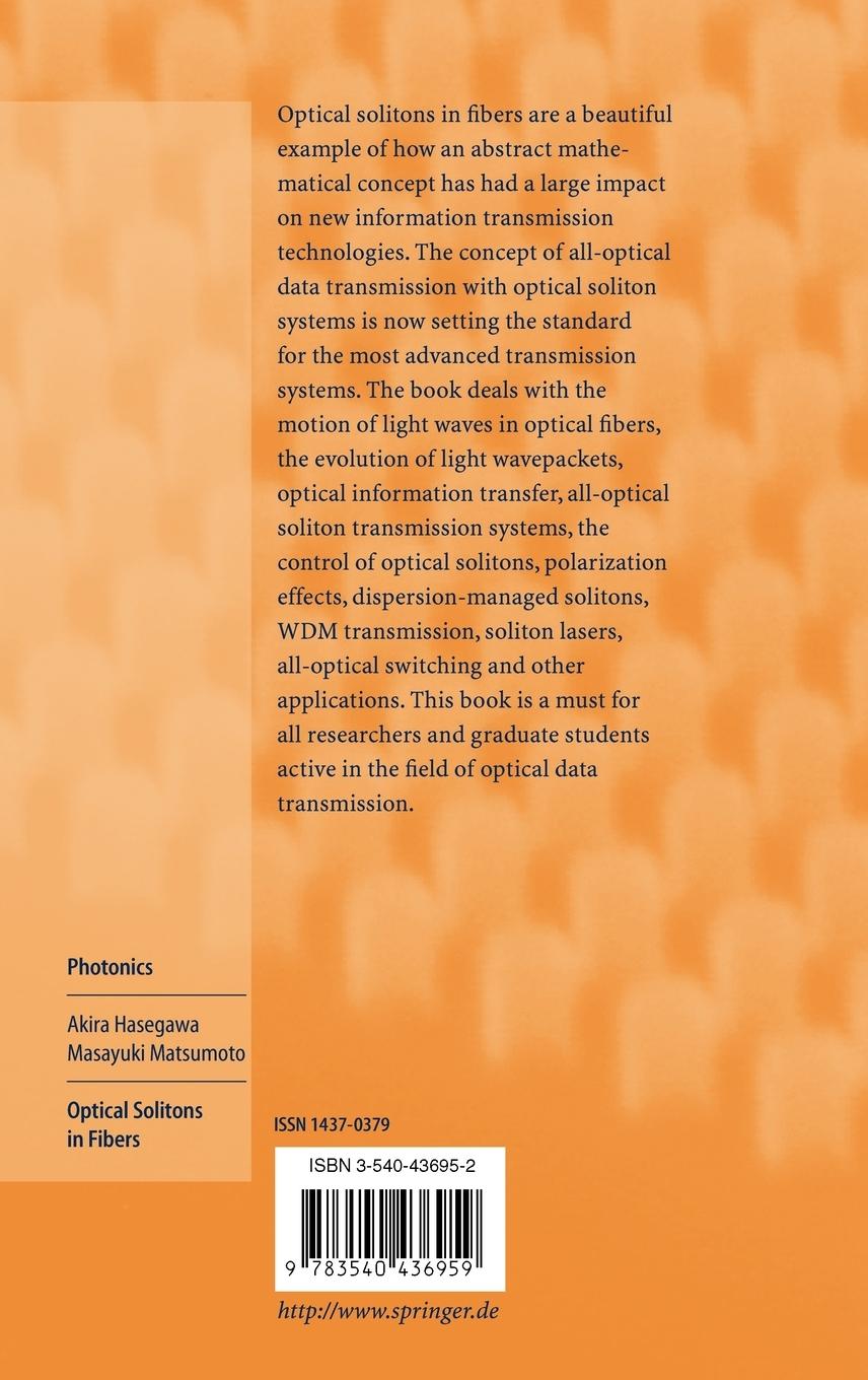 Rückseitencover Optical Solitons in Fibers