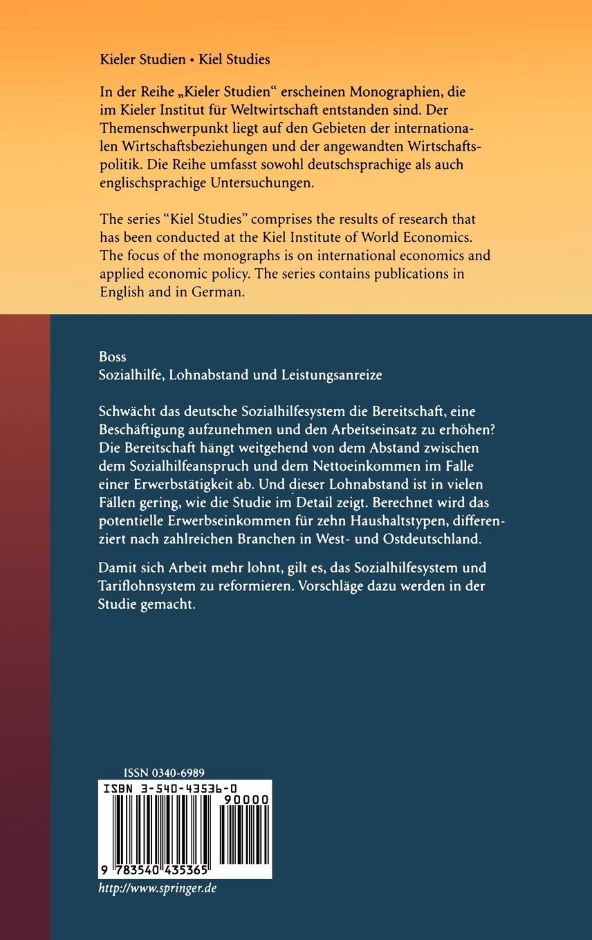 Rückseitencover Sozialhilfe, Lohnabstand und Leistungsanreize
