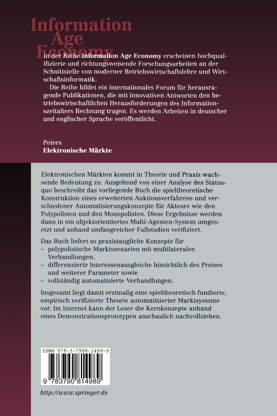 Rückseitencover Elektronische Märkte