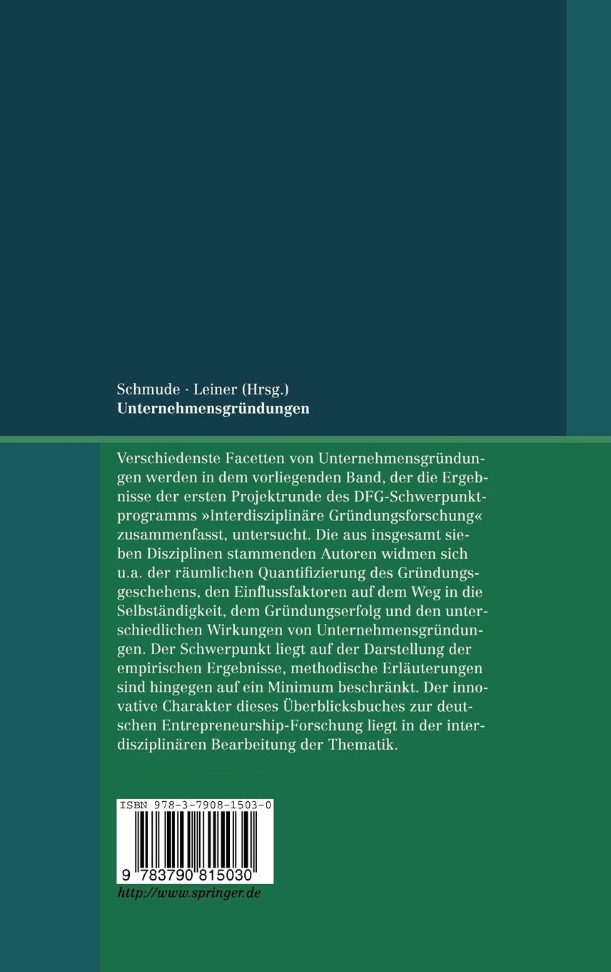 Rückseitencover Unternehmensgründungen