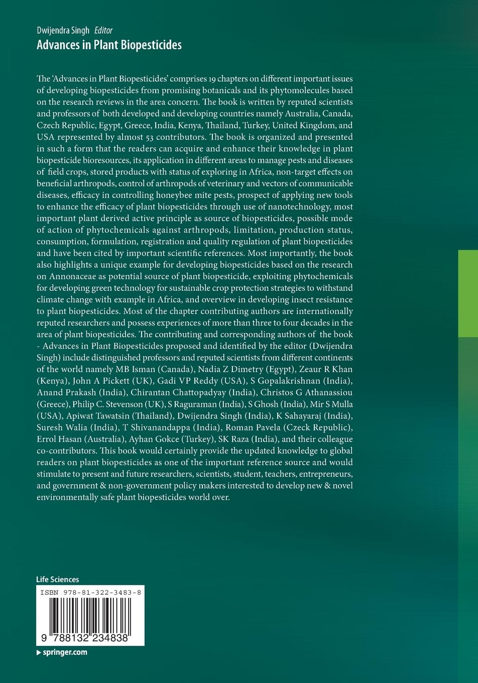 Rückseitencover Advances in Plant Biopesticides