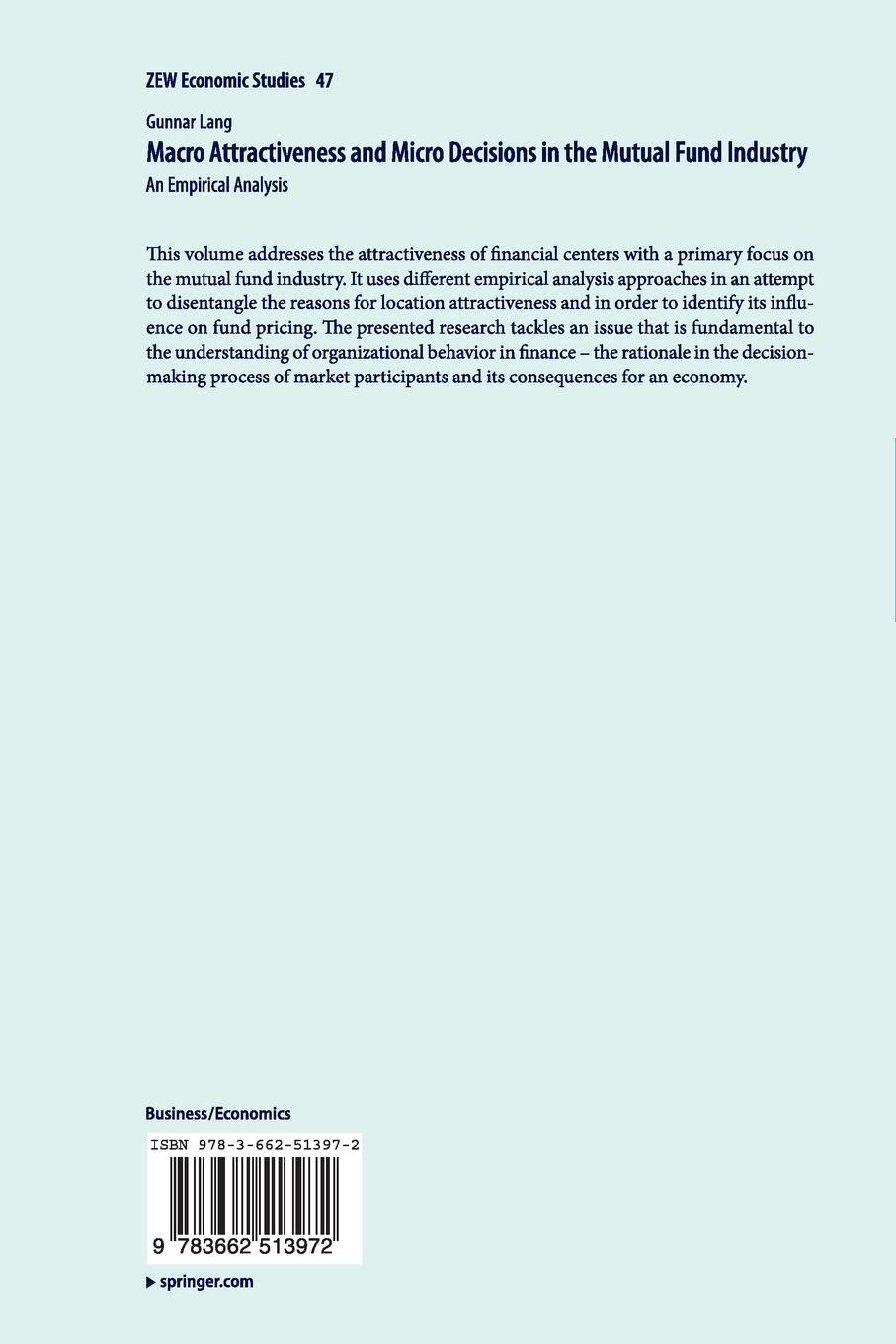Rückseitencover Macro Attractiveness and Micro Decisions in the Mutual Fund Industry