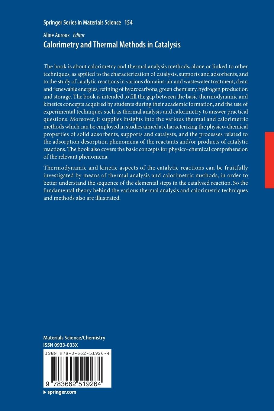 Rückseitencover Calorimetry and Thermal Methods in Catalysis