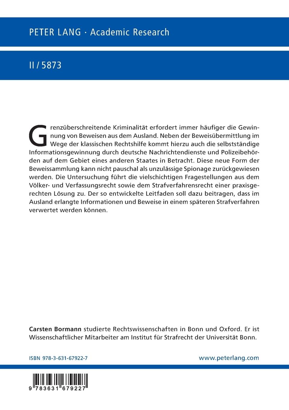 Rückseitencover Transnationale Informationsgewinnung durch Nachrichtendienste und Polizei