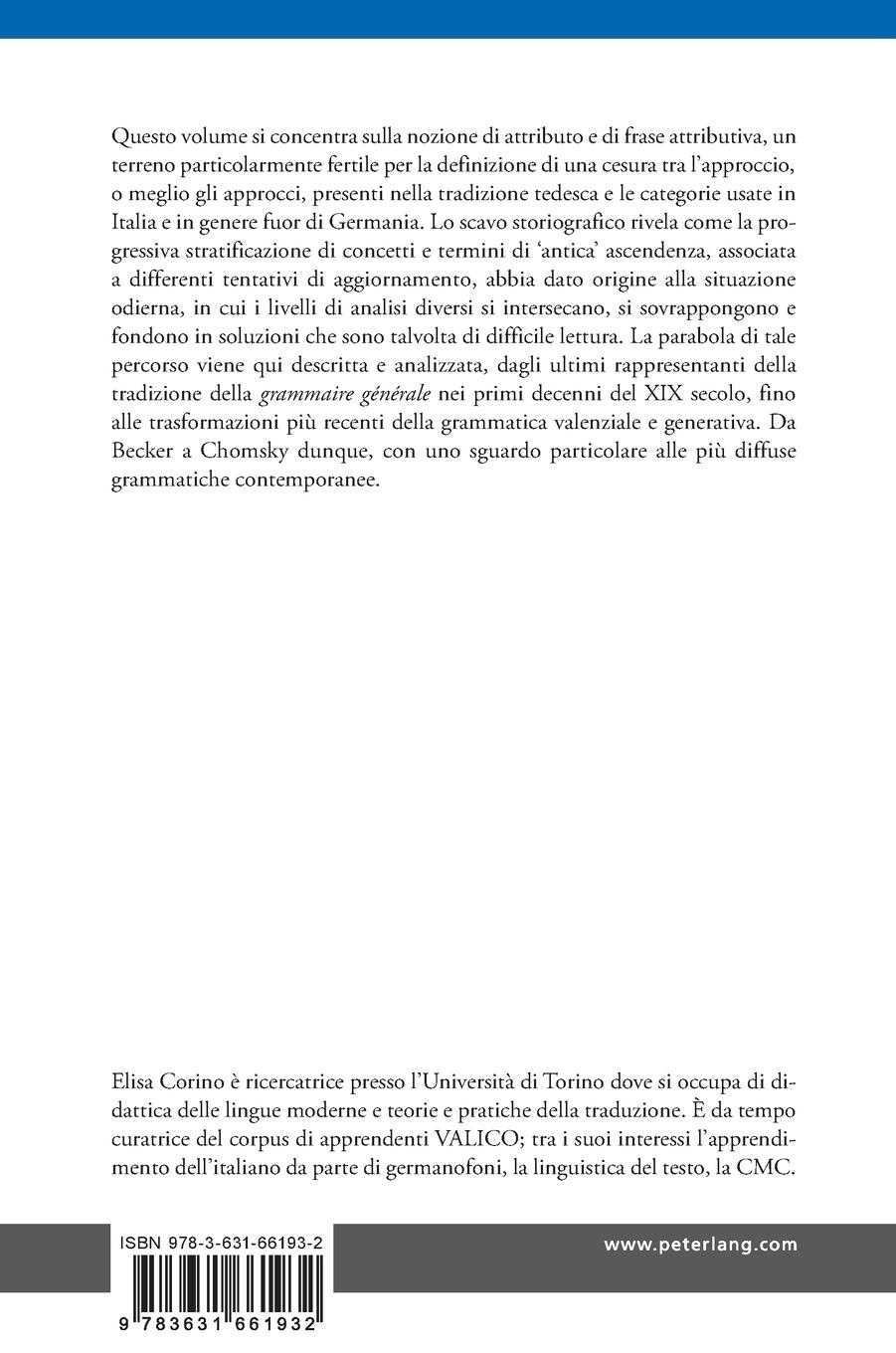 Rückseitencover Le frasi attributive in germanistica