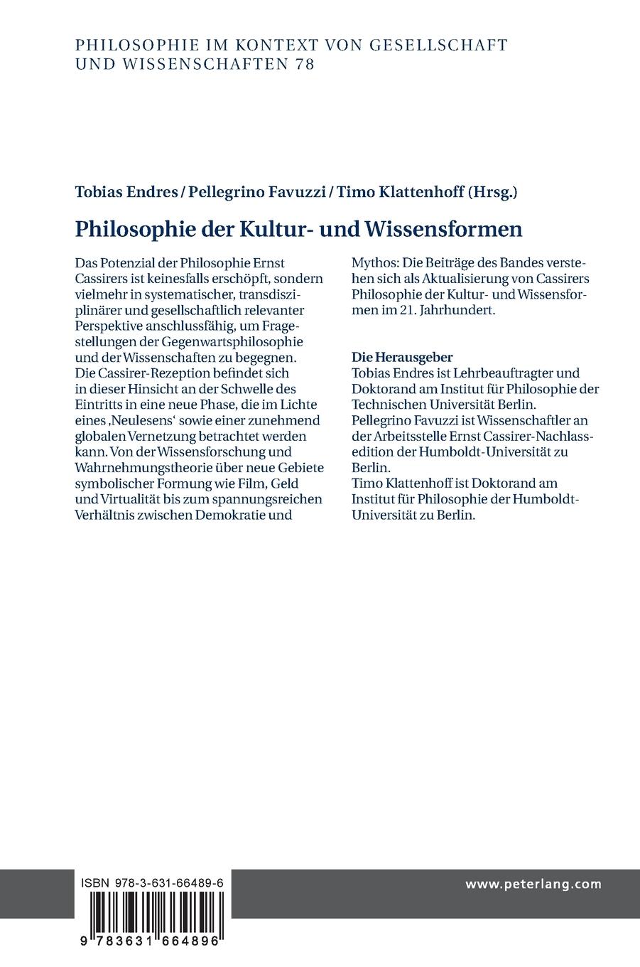 Rückseitencover Philosophie der Kultur- und Wissensformen