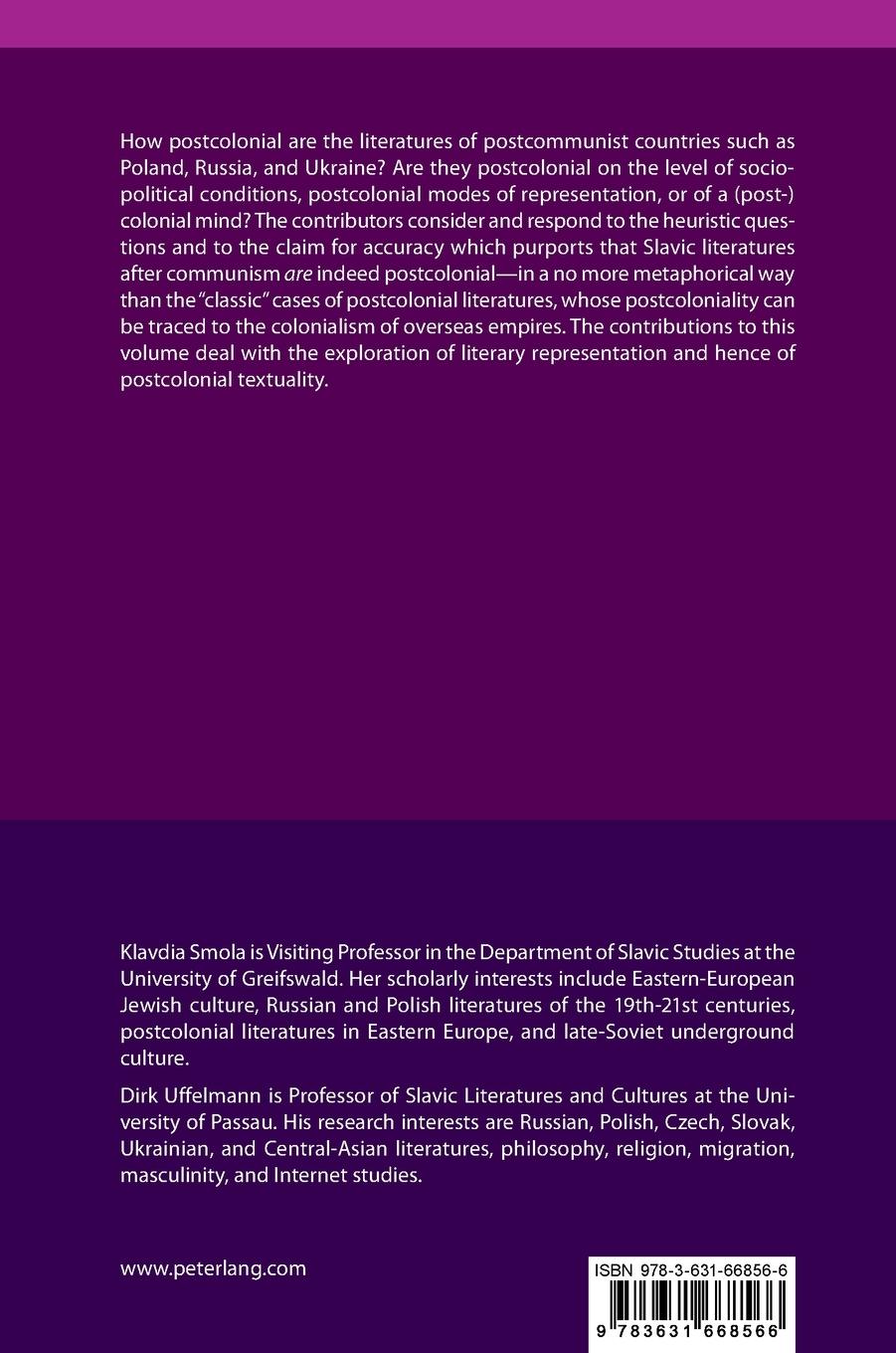 Rückseitencover Postcolonial Slavic Literatures After Communism