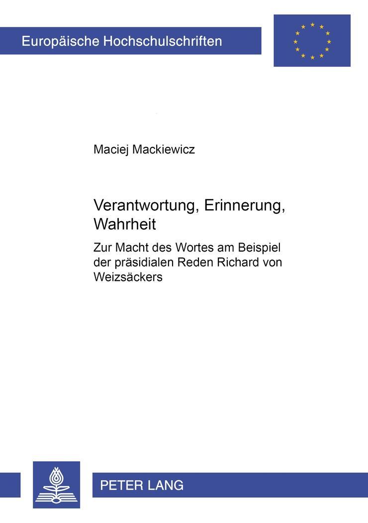 Vorderes Coverbild Verantwortung, Erinnerung, Wahrheit