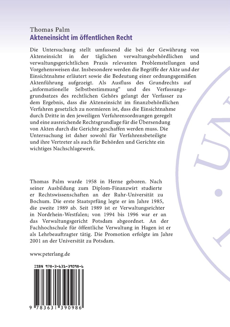 Rückseitencover Akteneinsicht im öffentlichen Recht