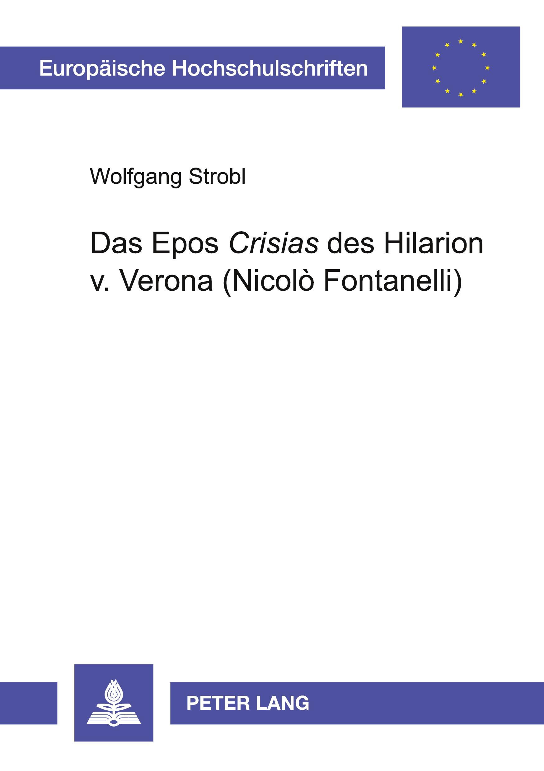 Vorderes Coverbild Das Epos 'Crisias' des Hilarion v. Verona (Nicolò Fontanelli)