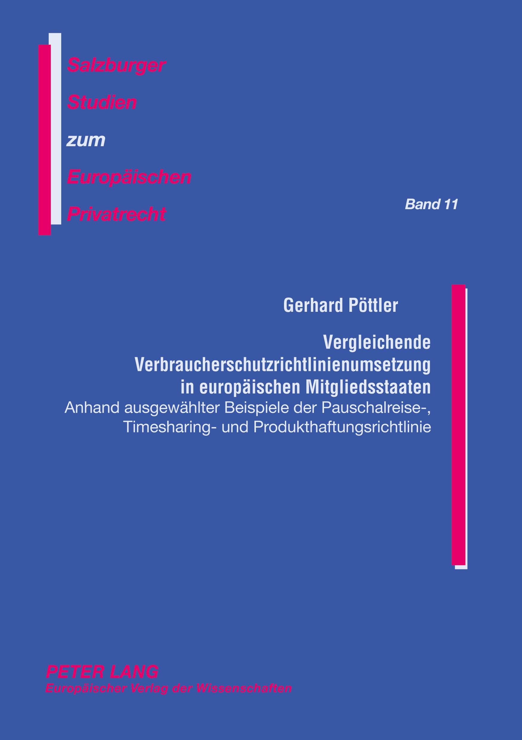 Vorderes Coverbild Vergleichende Verbraucherschutzrichtlinienumsetzung in europäischen Mitgliedsstaaten