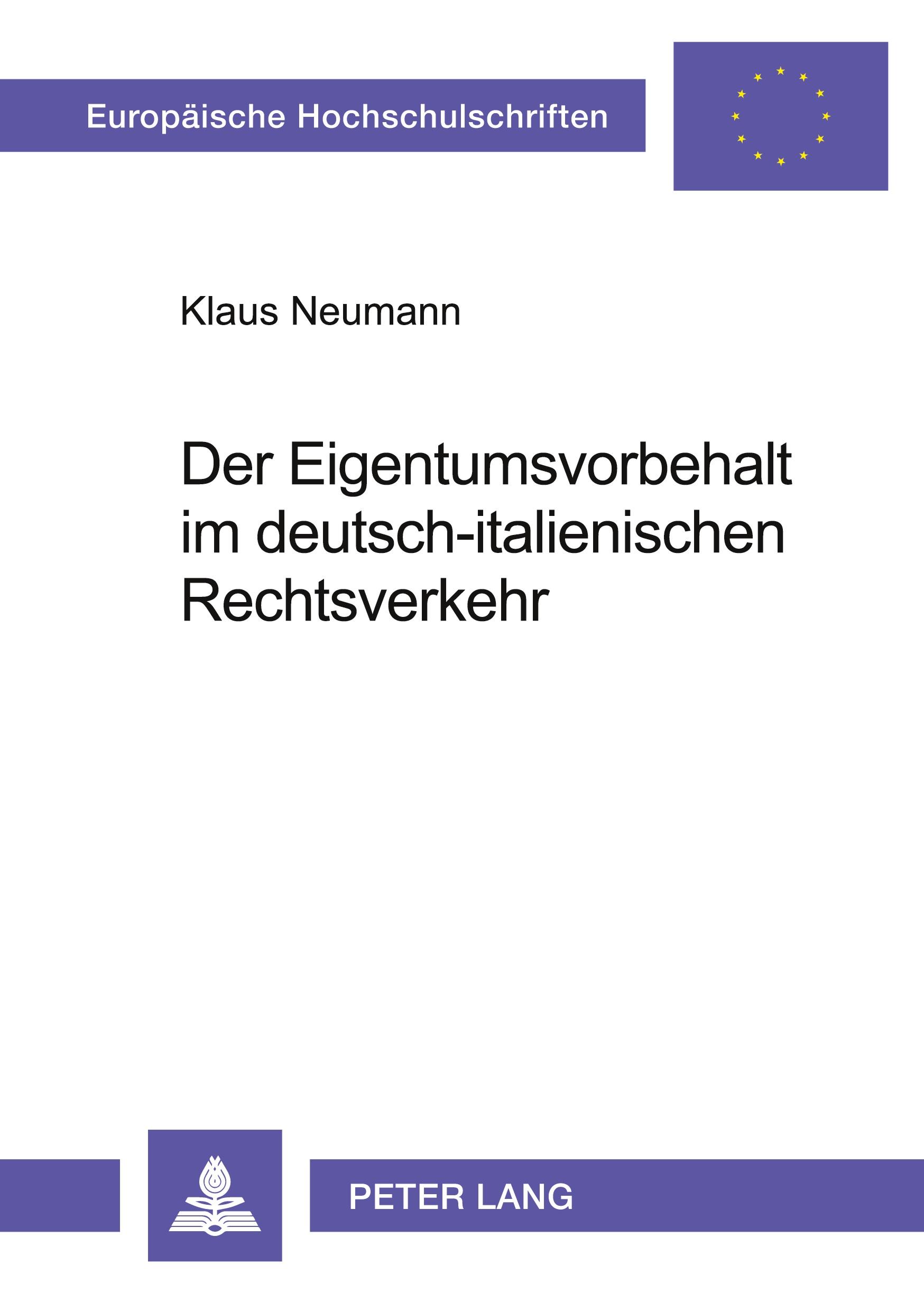 Vorderes Coverbild Der Eigentumsvorbehalt im deutsch-italienischen Rechtsverkehr