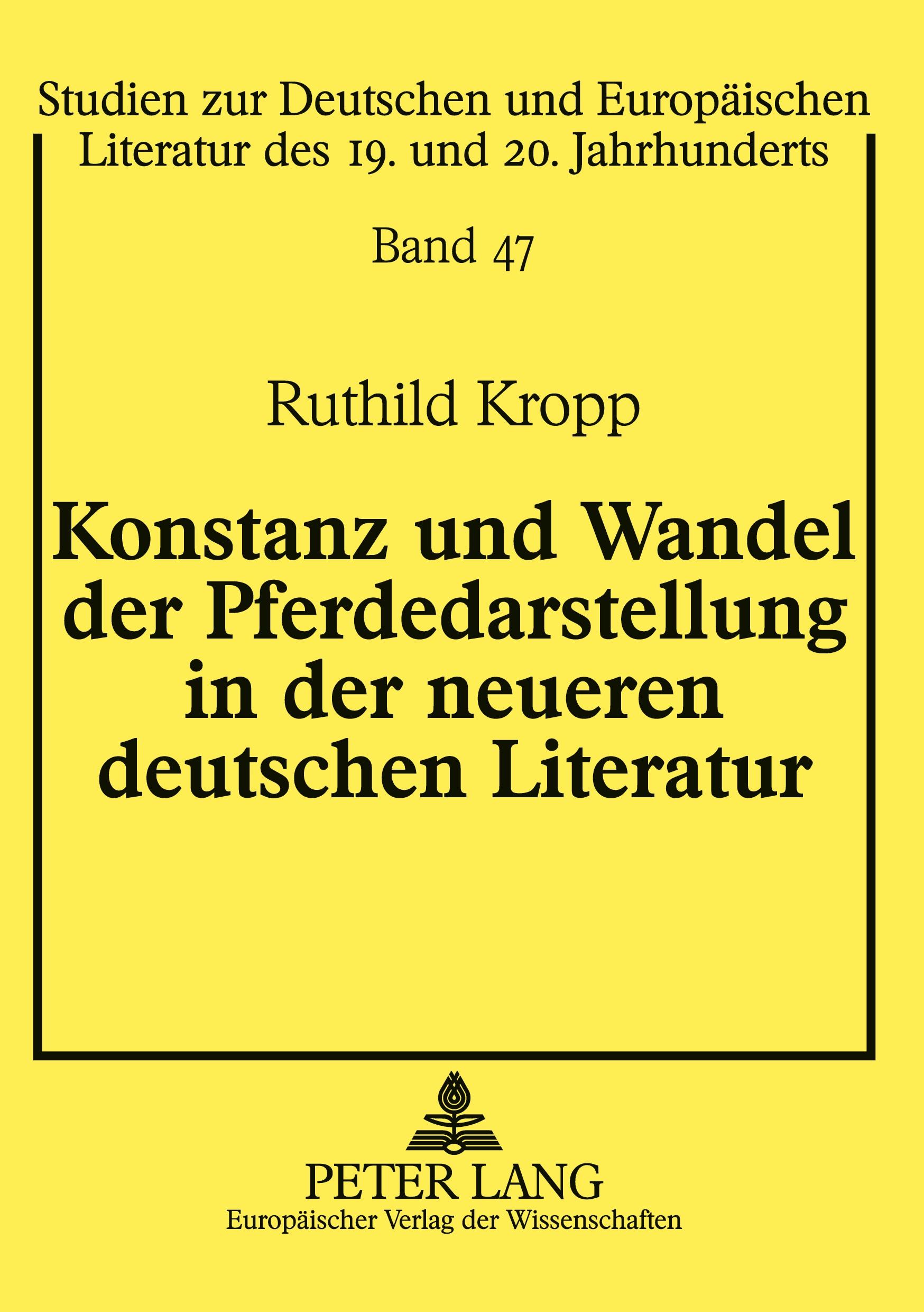 Vorderes Coverbild Konstanz und Wandel der Pferdedarstellung in der neueren deutschen Literatur