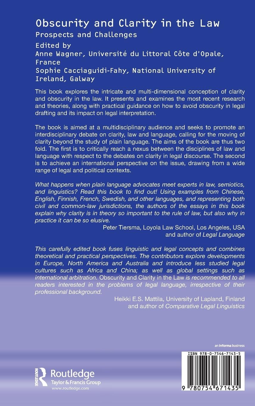 Rückseitencover Obscurity and Clarity in the Law
