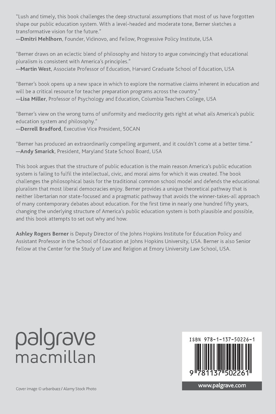 Rückseitencover Pluralism and American Public Education