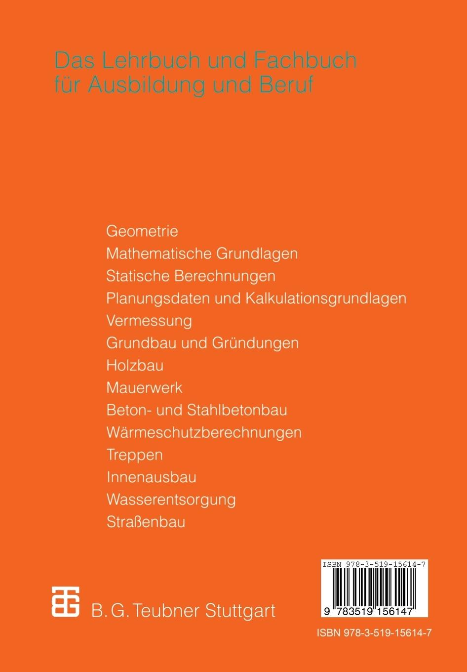 Rückseitencover Fachrechnen für Bauzeichner