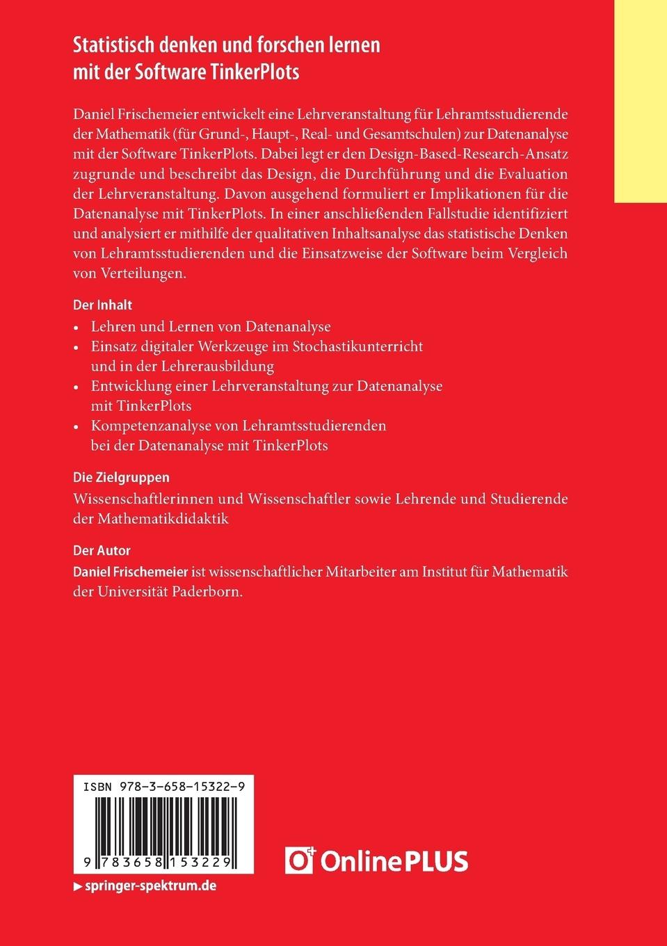 Rückseitencover Statistisch denken und forschen lernen mit der Software TinkerPlots