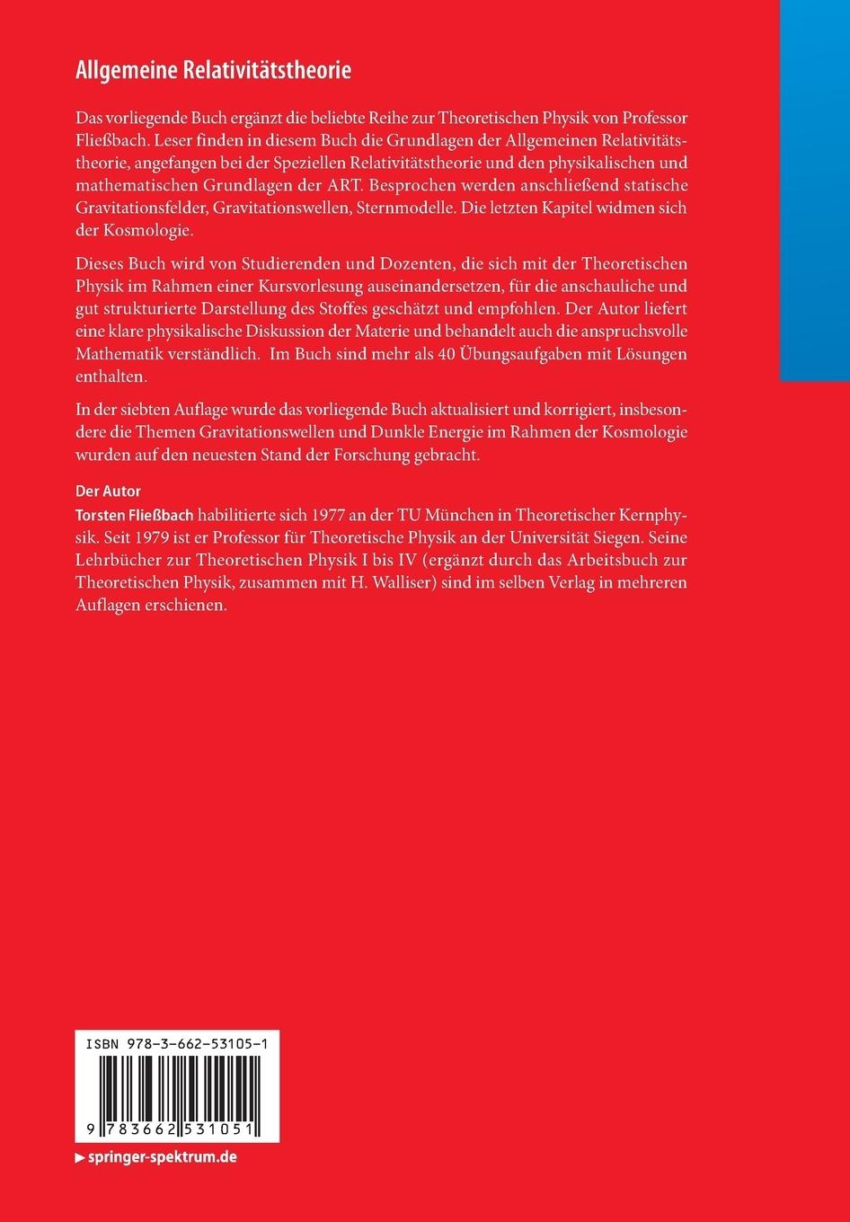 Rückseitencover Allgemeine Relativitätstheorie