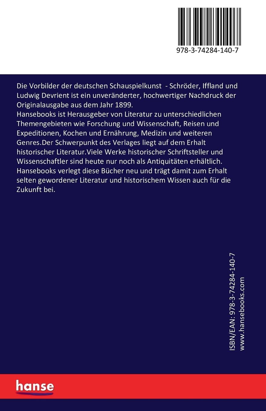Rückseitencover Die Vorbilder der deutschen Schauspielkunst
