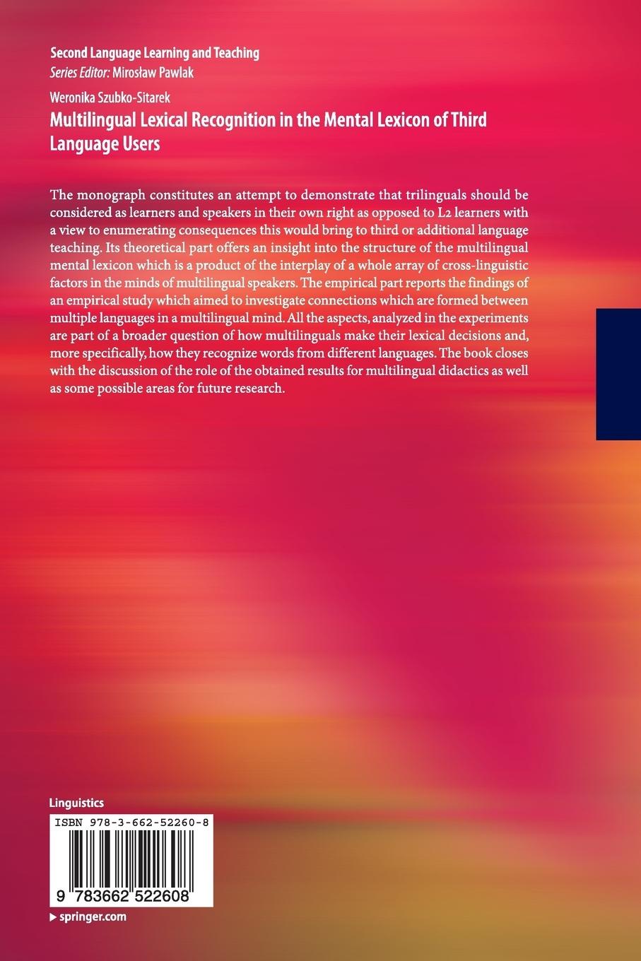 Rückseitencover Multilingual Lexical Recognition in the Mental Lexicon of Third Language Users