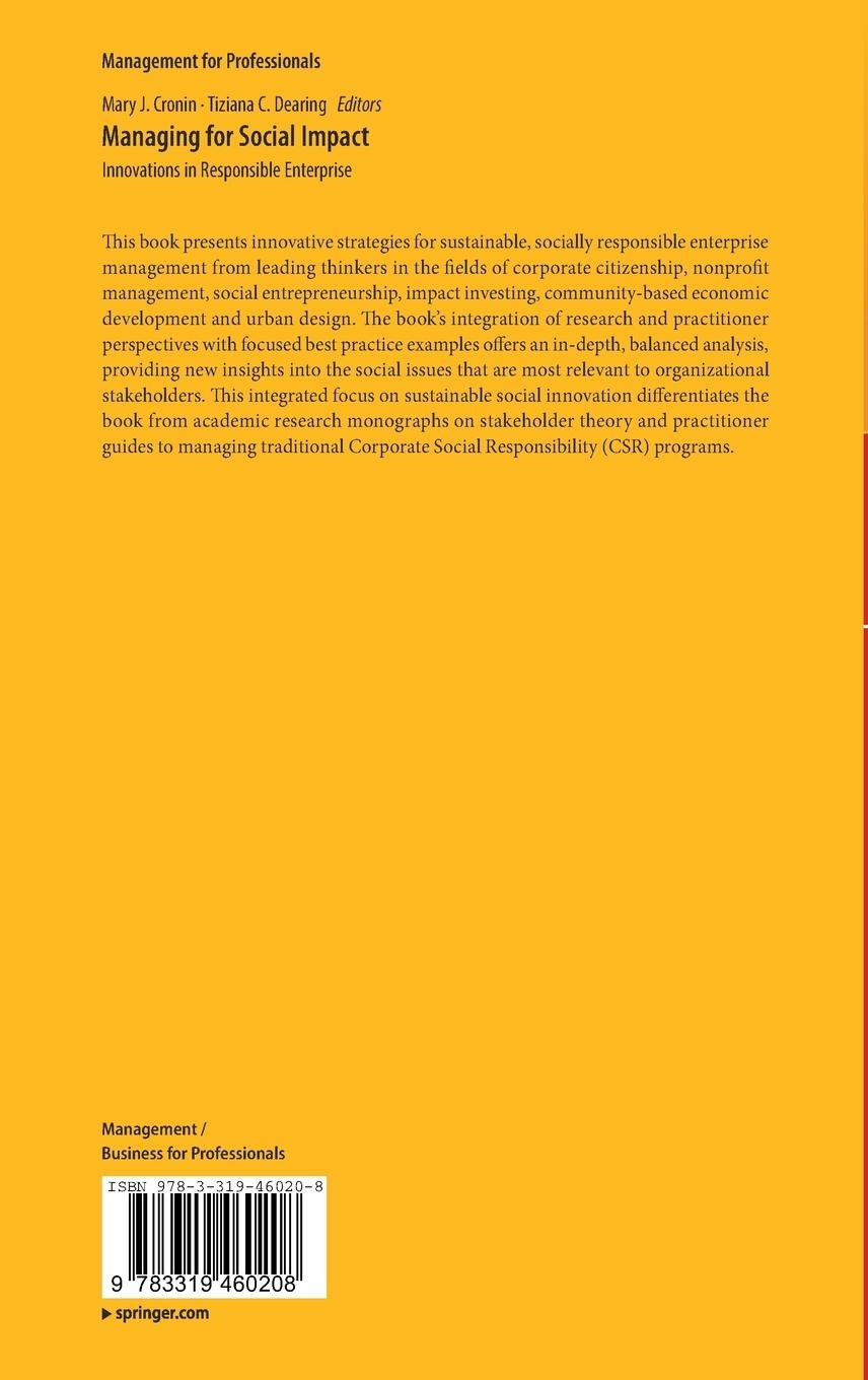 Rückseitencover Managing for Social Impact