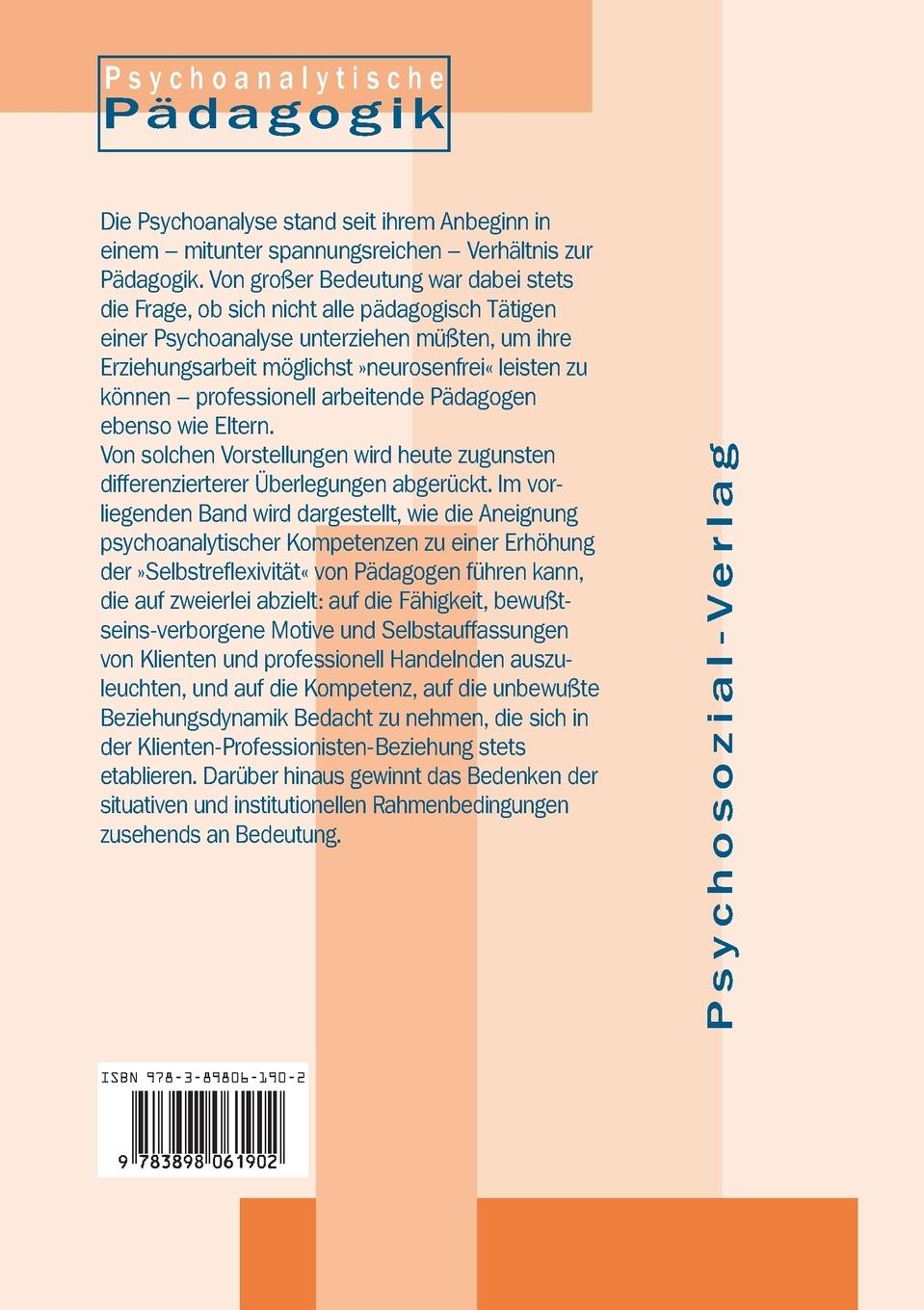 Rückseitencover Professionalisierung in sozialen und pädagogischen Feldern