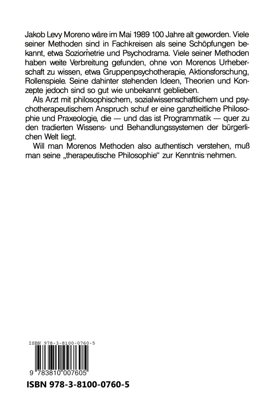 Rückseitencover Morenos therapeutische Philosophie