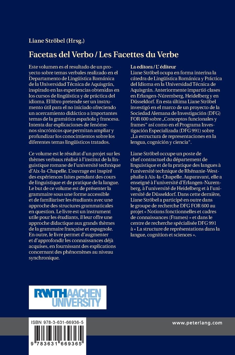 Rückseitencover Facetas del Verbo / Les Facettes du Verbe