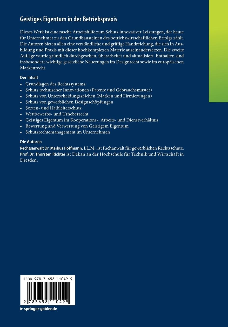 Rückseitencover Geistiges Eigentum in der Betriebspraxis