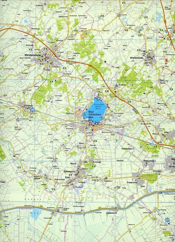 Beispielinhalt (Bild) Ostfriesland >regio< (ganze Region ostfriesische Halbinsel), KVplan, Radkarte/Freizeitkarte, 1:100.000 / 1:25.000
