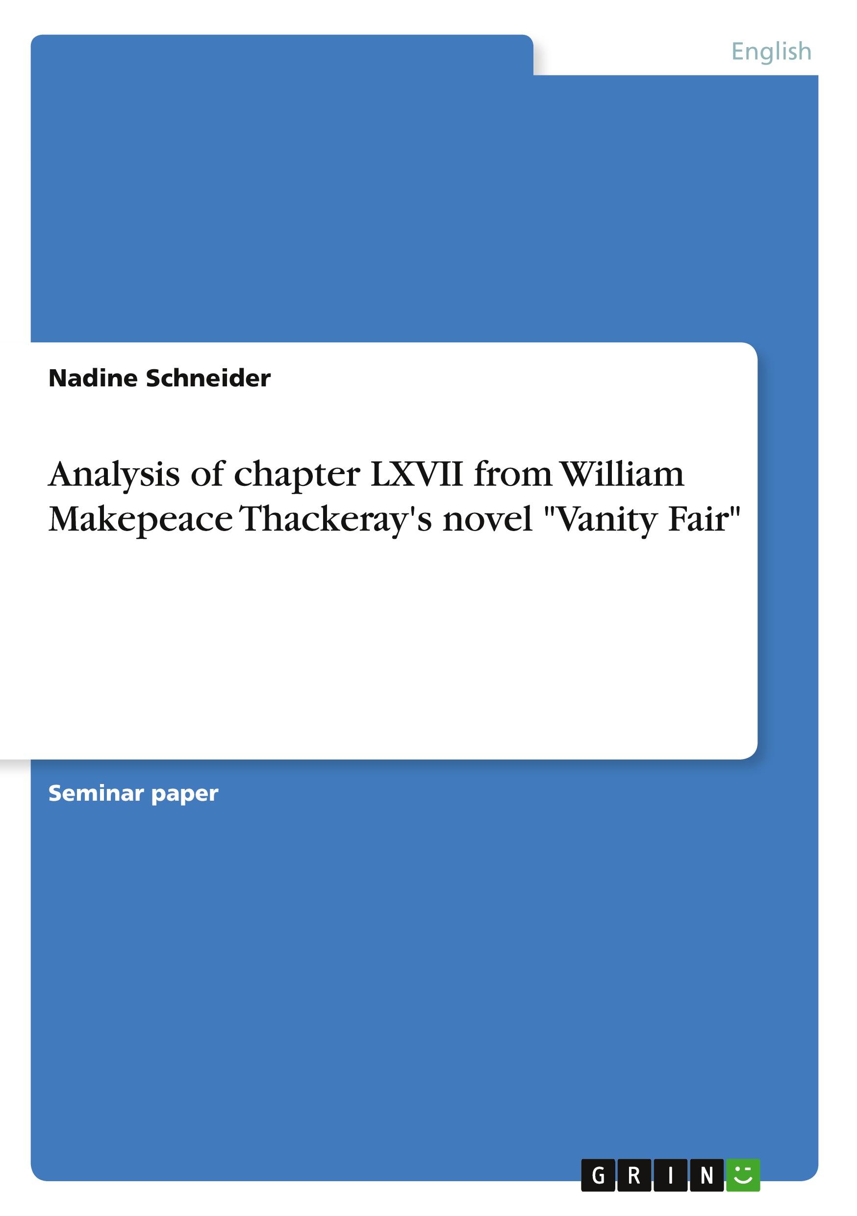 Vorderes Coverbild Analysis of chapter LXVII from William Makepeace Thackeray's novel "Vanity Fair"