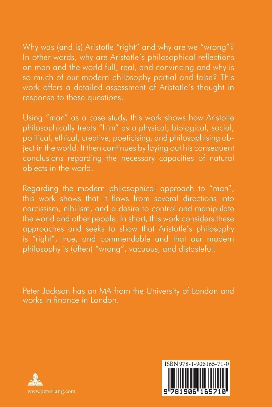 Rückseitencover Aristotle on the Meaning of Man