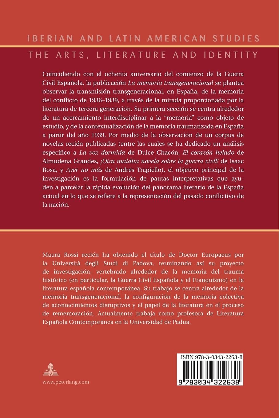 Rückseitencover La memoria transgeneracional