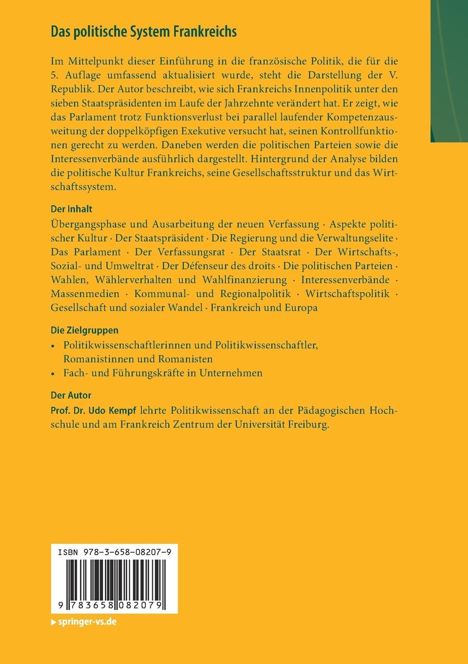 Rückseitencover Das politische System Frankreichs