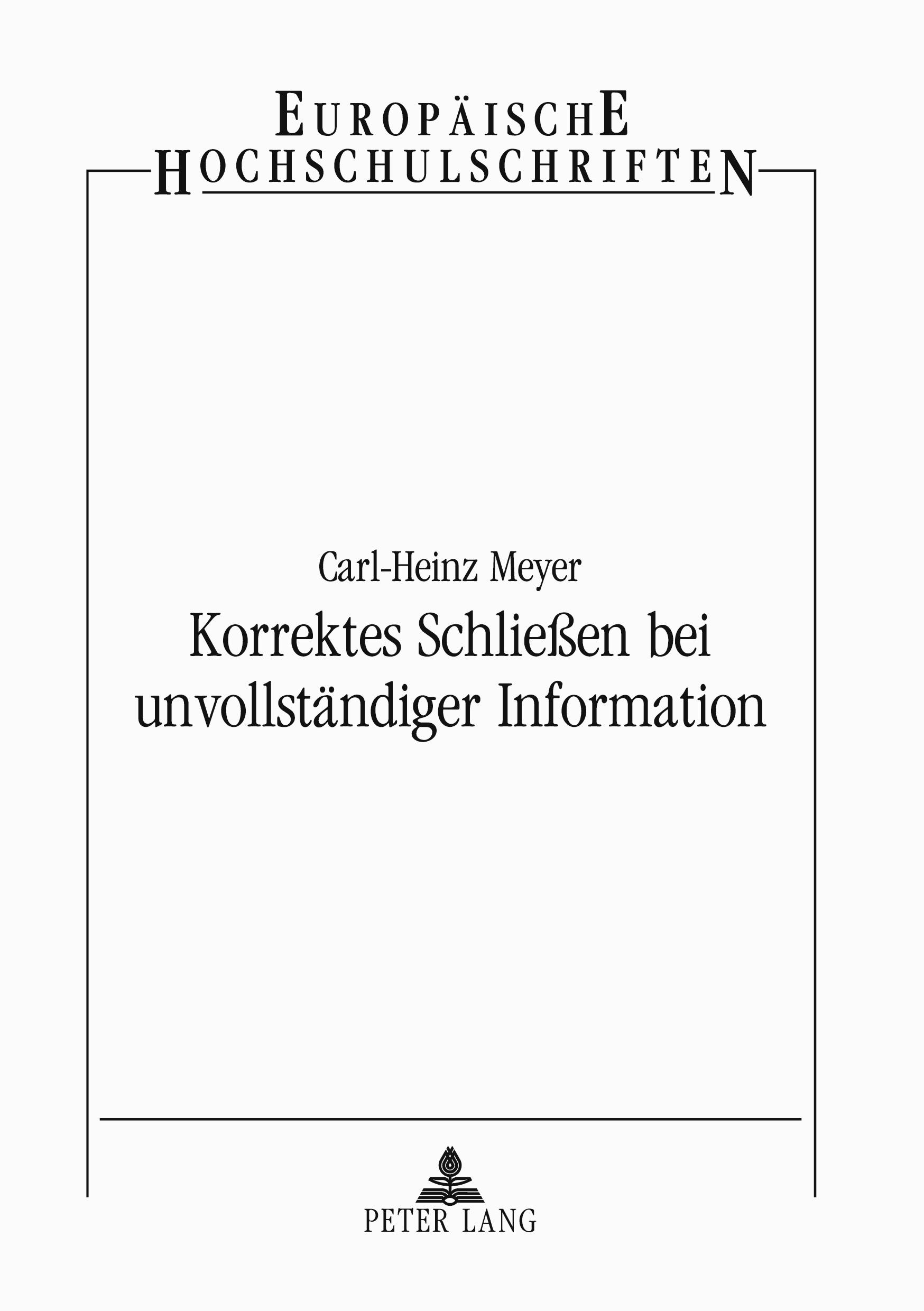 Vorderes Coverbild Korrektes Schließen bei unvollständiger Information