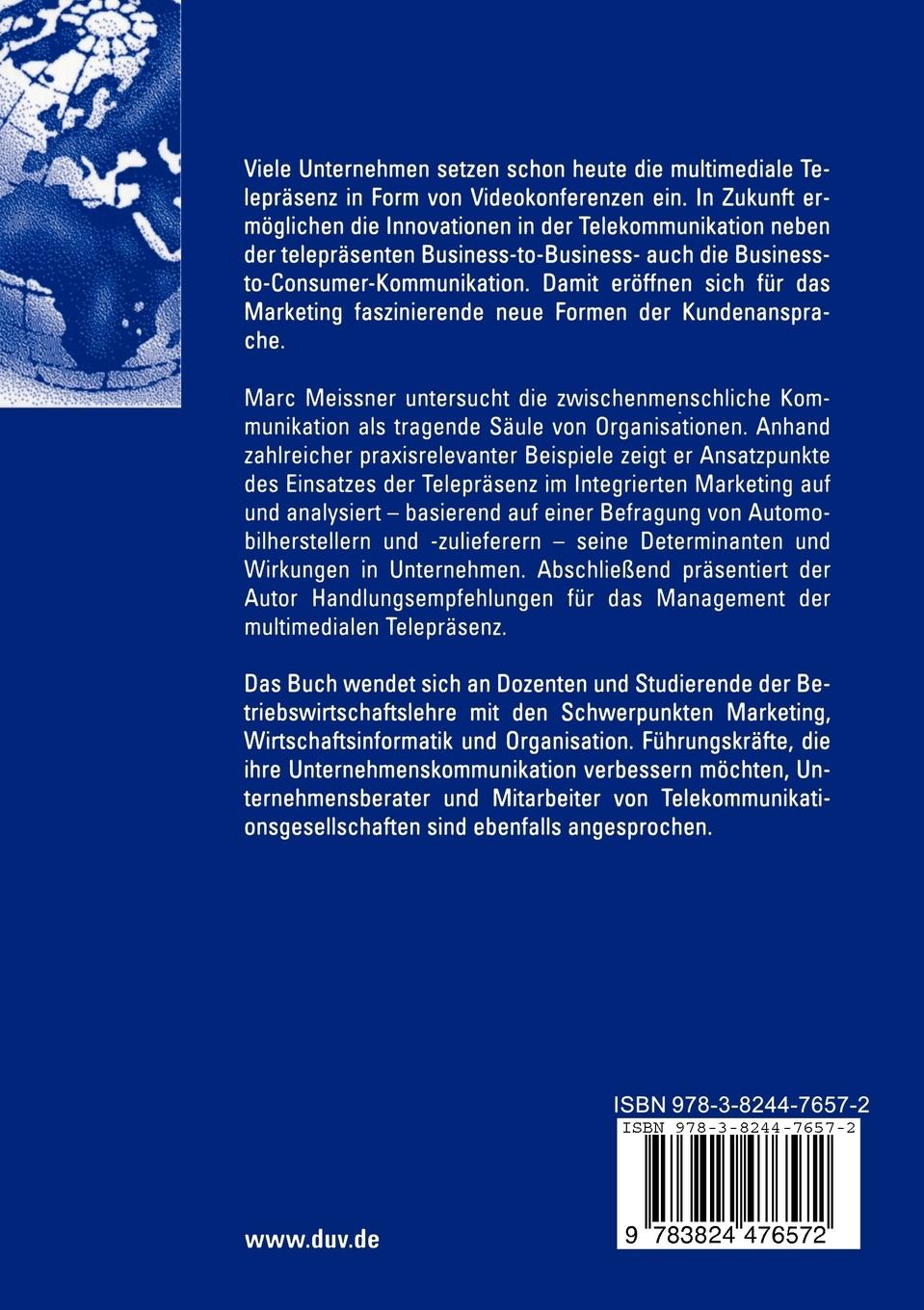 Rückseitencover Multimediale Telepräsenz im Marketing