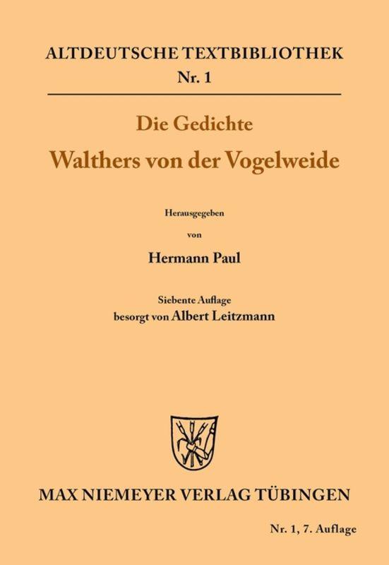 Vorderes Coverbild Die Gedichte Walthers von der Vogelweide