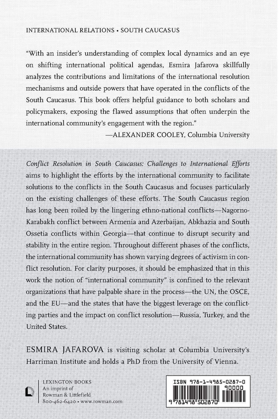 Rückseitencover Conflict Resolution in South Caucasus