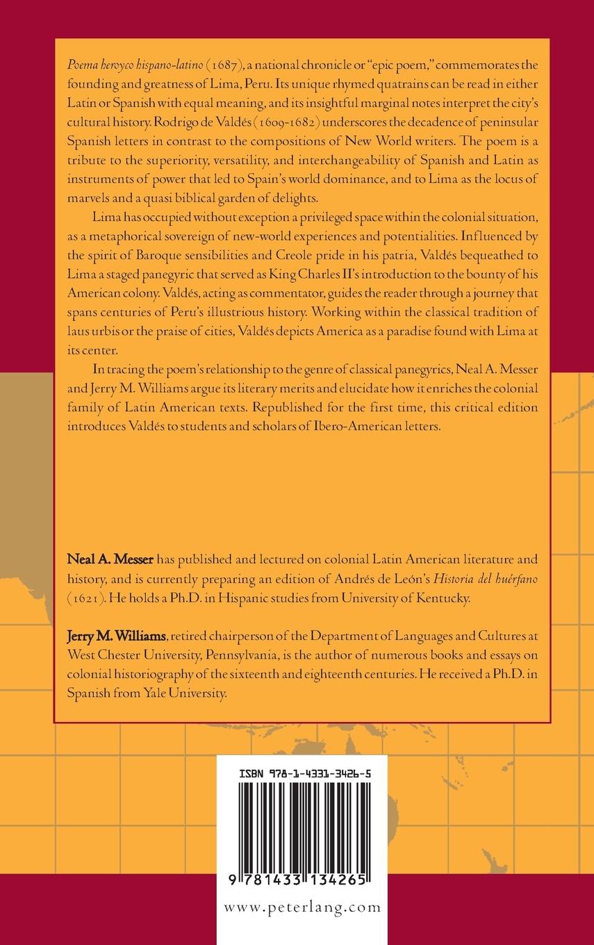 Rückseitencover Rodrigo de Valdés: Poema heroyco hispano-latino panegyrico de la fundación, y grandezas de la muy noble, y leal ciudad de Lima
