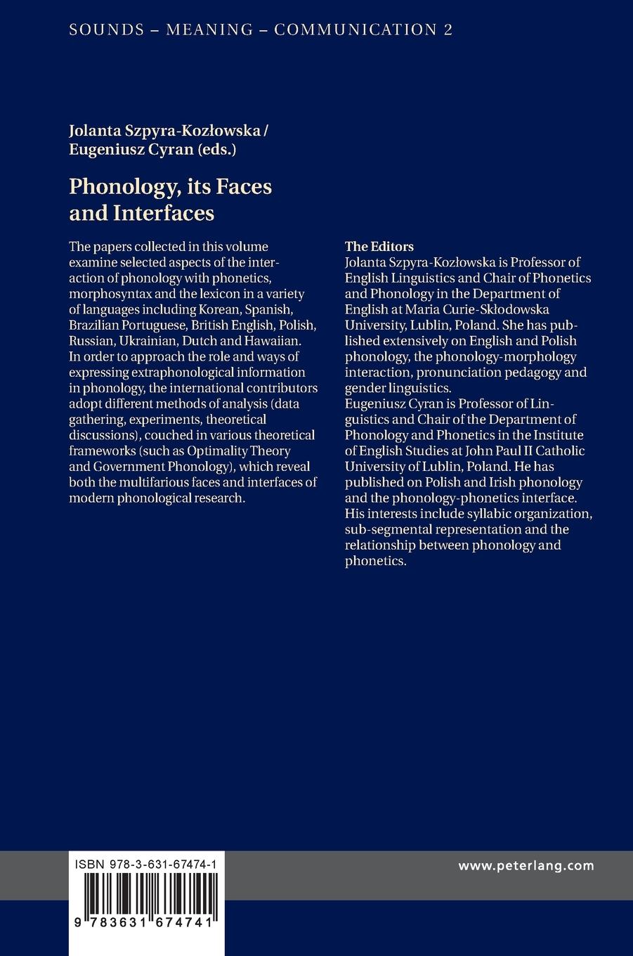 Rückseitencover Phonology, its Faces and Interfaces