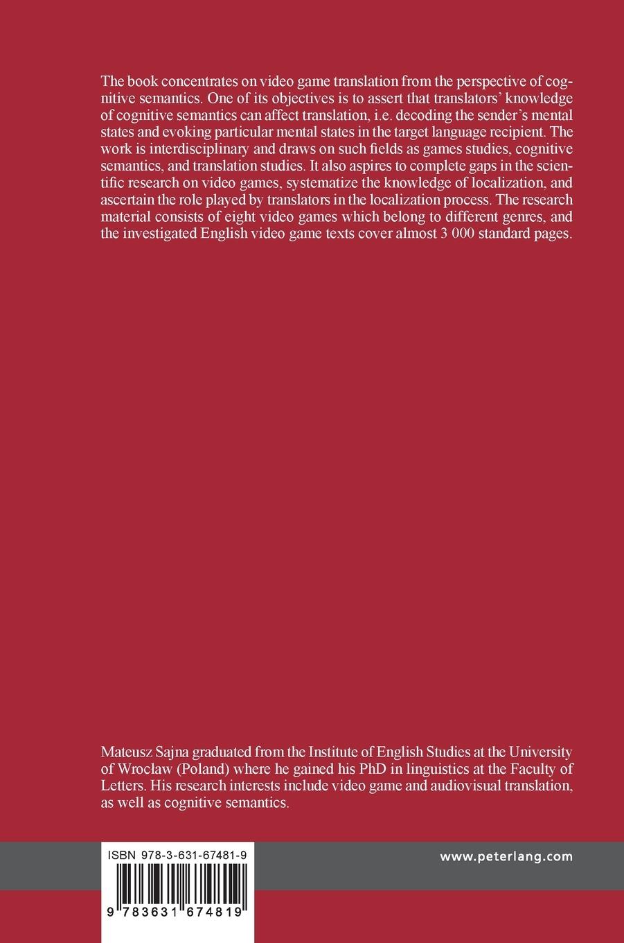 Rückseitencover Video Game Translation and Cognitive Semantics