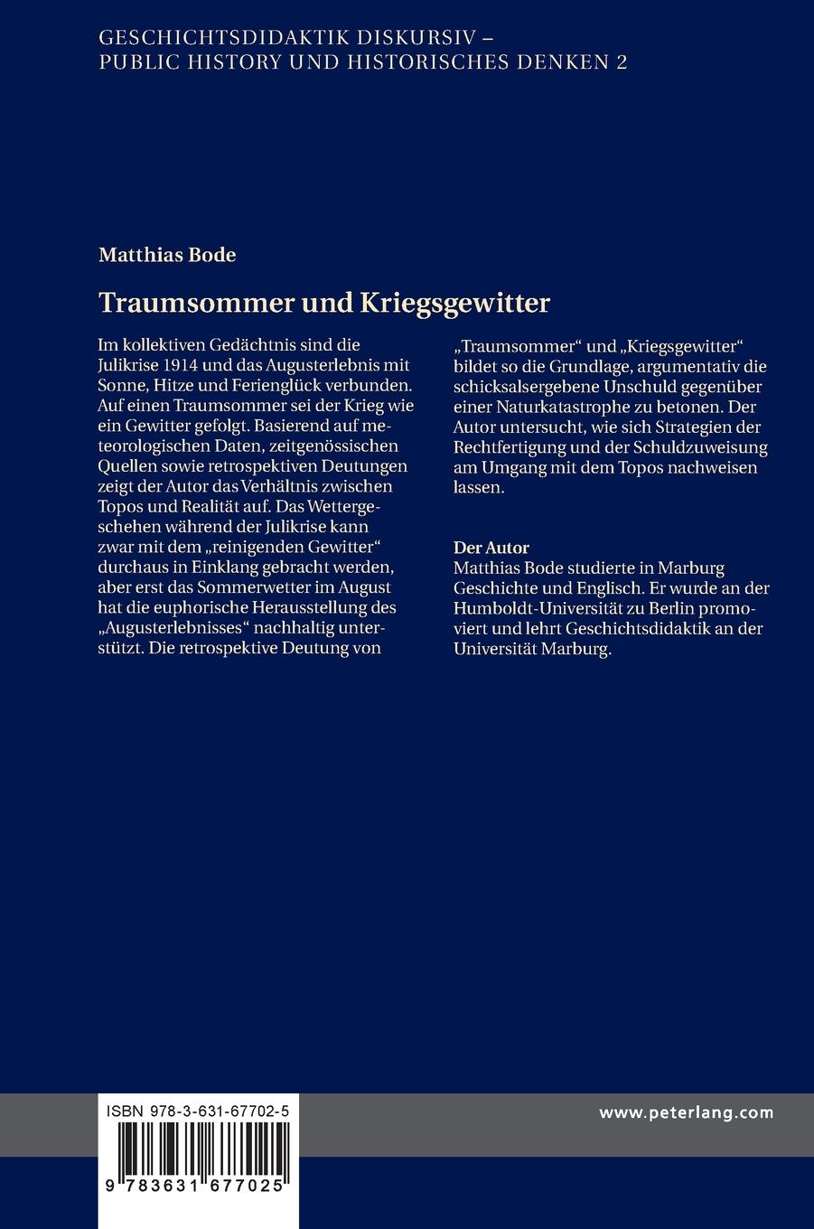 Rückseitencover Traumsommer und Kriegsgewitter