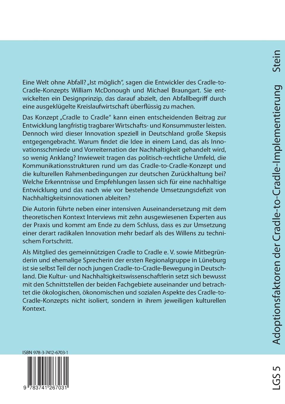 Rückseitencover Adoptionsfaktoren der Cradle-to-Cradle-Implementierung in Deutschland