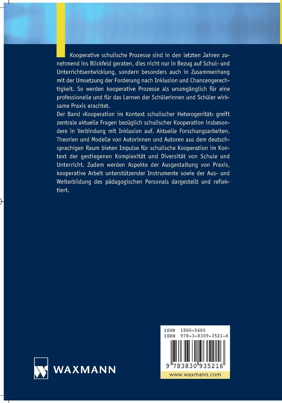 Rückseitencover Kooperation im Kontext schulischer Heterogenität