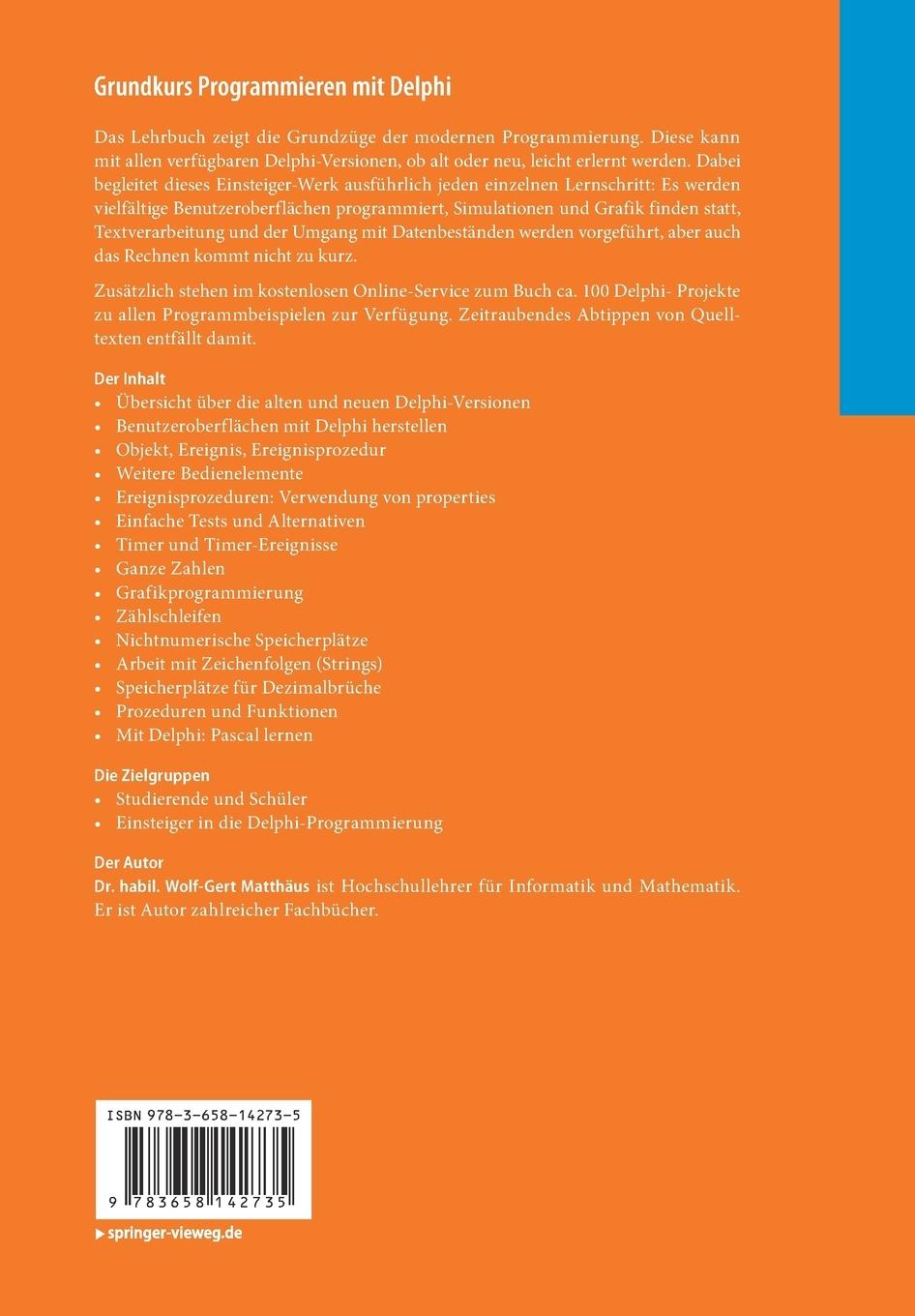 Rückseitencover Grundkurs Programmieren mit Delphi